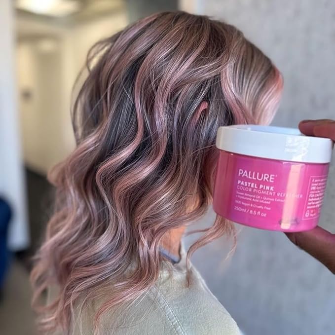 Pallure Color Pigment Refresher Mask Semi Permanent Hair Color Depositing Conditioner 8.5 Oz Pastel Pink