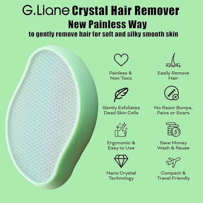 Premium Crystal Hair EraserPainless Exfoliation Hair Removal EpilatorNano Glass Hair Remover for WomenNatural Gentle and Efficient Shaver Trimmer on Leg Arm(Grass Green)