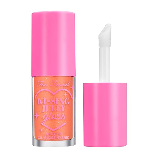 Too Faced Kissing Jelly Lip Oil Gloss | Hydrating Lip Oil + Gloss Hybrid for Instant Moisture and Shine 0.15 Fl Oz