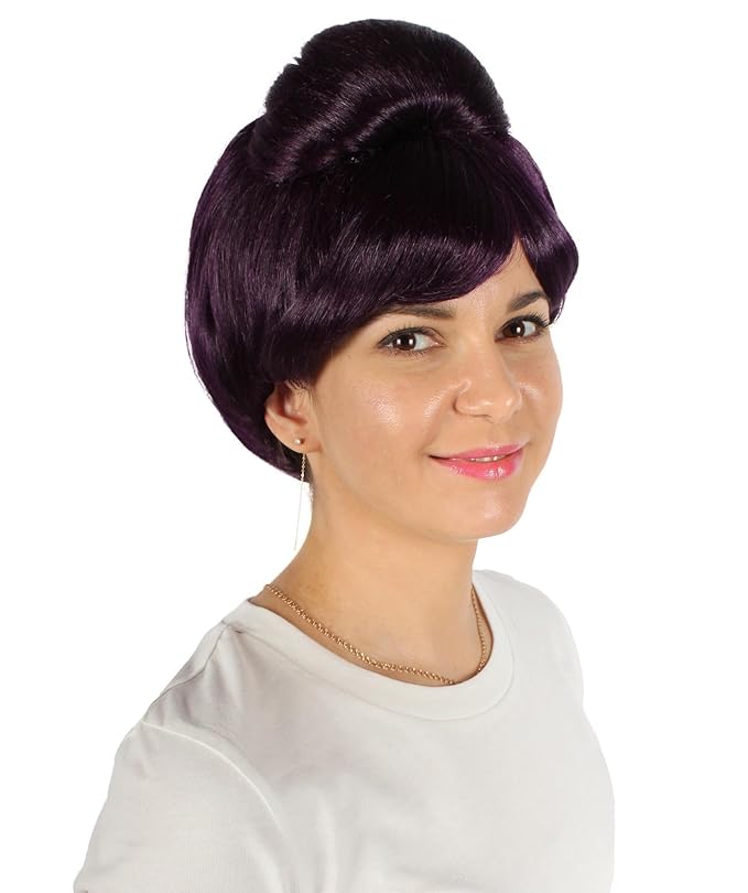Women's Premium Bun Wig - Adjustable Capless Hair extensions with Realistic Synthetic Fibers - Multi-Color Elegant Bun Hairpiece for Halloween Cosplay and Everyday Wear Dark Purple