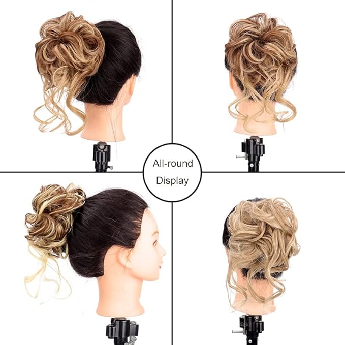 FRANCES Fake Hair Bun Synthetic Hair Bun Messy Curly Bun Claw Clip Bun Headband Wig Ponytail Hair Extensions Women Wig Hair Bun Hair Accessories (Color : SW207)