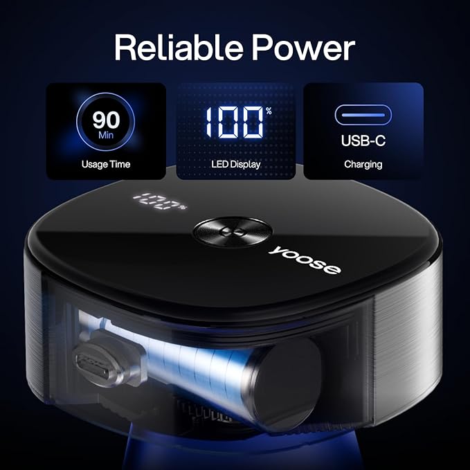 yoose Head Shavers for Bald Men IPX7 Skin Close Electric Razor for Men (Ergonomic Design USB-C 90-Min Usage 5 Floating Cutting Heads) Intelligent PID Control Battery Indicator H5 Silver