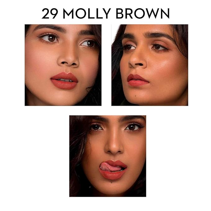 SUGAR Cosmetics Matte As Hell Crayon Lipstick29 Molly Brown (Peachy brown) with SharpenerHighly pigmented Creamy Texture Long lasting Matte Finish
