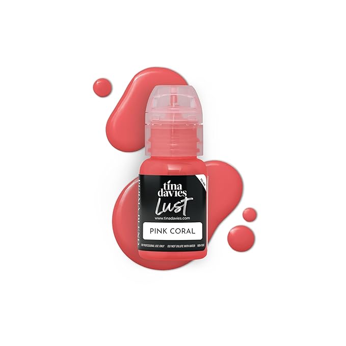 Tina Davies Professional Envy &amp Lust Lip Pigments - Permanent Lip Makeup - Colors Heal True to Tone - High Retention - Lust Pink Coral 1/2oz/15ml Bottle