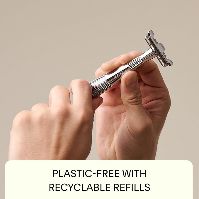 Leaf Shave | Twig Razor Gold - All-Metal Eco-Friendly Shaver for Men &amp Women Includes 5 Stainless Steel Single-Edge Blades Recommended for Face Shaving Lighter Hair and Sensitive Skin