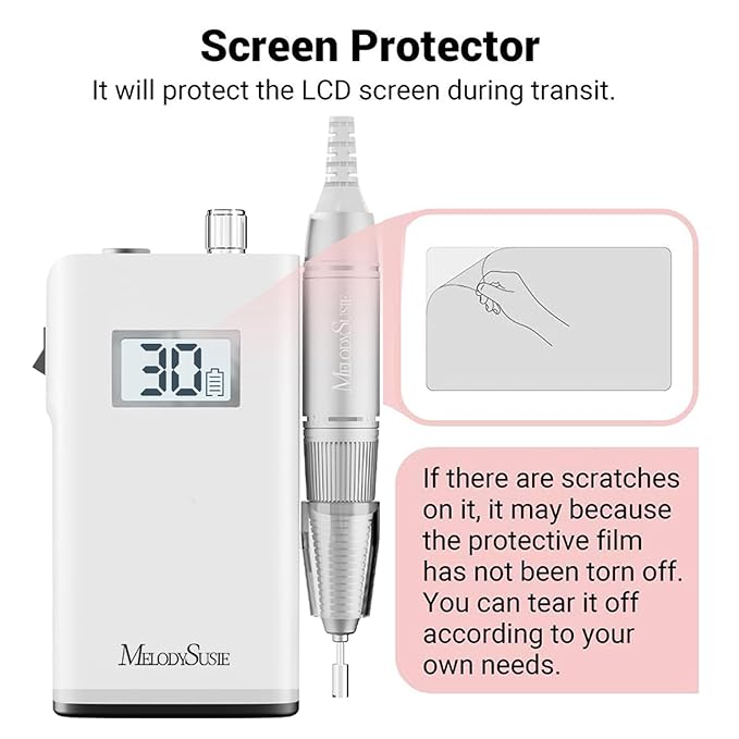 MelodySusie Entry-Level Clip-On Cordless Nail Drill SC320H 30000RPM Popular Classic E-File with LCD Display for Manicure Shaping &amp Gel Removal Perfect for Training Nail Art Practice &amp Home