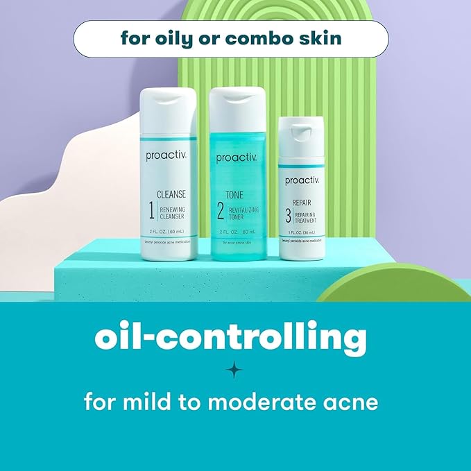 Proactiv 3 Step Acne Treatment w/ Pimple Patches - Benzoyl Peroxide Face Wash Repairing Acne Spot Treatment for Face and Body Exfoliating Toner - 90 Day Complete Acne Skin Care Kit + Pimple Patches