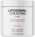 Codeage Liposomal Creatine Powder Supplement Pure Creatine Monohydrate 5000mg Pre Workout &amp Post Workouts - Unflavored Creatine Micronized Creatine Powder - Creatinine for Sports - 30 Servings
