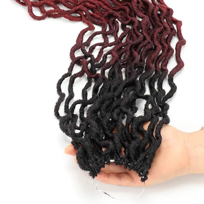 Eliza 24 Inch Wavy Gypsy Locs Ombre Crochet Hair 7 Packs Goddess Locs Faux Locs Crochet hair African Roots Dreadlocs Synthetic Braiding Hair Extensions for Black Women(247PacksOM3T99J530)