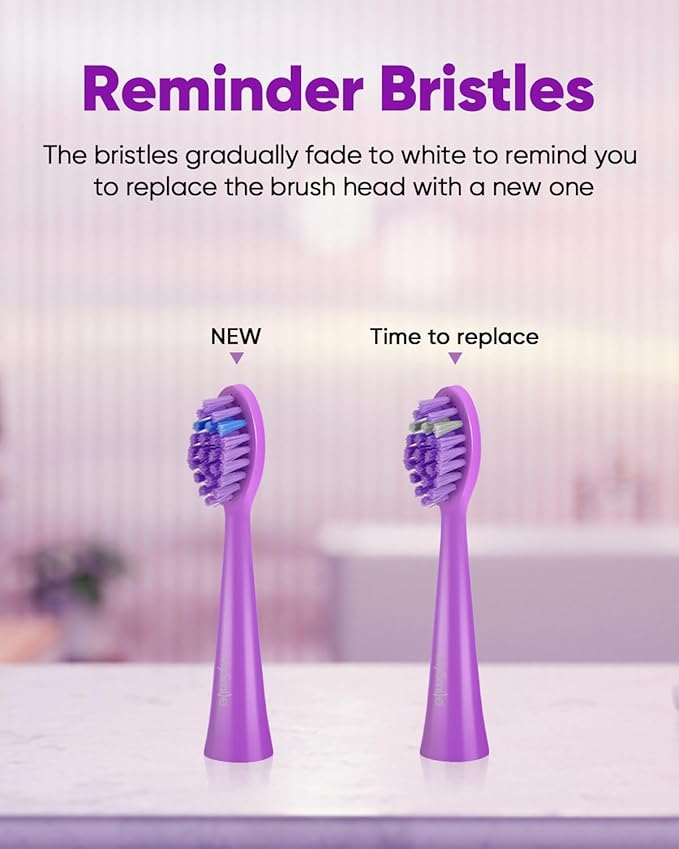 MySmile DY156 Electric Toothbrush for Adults Rechargeable Sonic Battery Toothbrush Portable with 3 Brush Heads 2 Mins 5 Modes Smart Timer 45000VPM One Charge for 60 Days - Purple