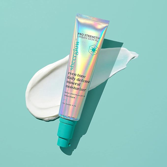 Urban Skin Rx® Pro Strength Sheerglow Even Tone Daily Defense Mineral Moisturizer &amp Broad-Spectrum Sunscreen SPF 30 Weightless Hydration Brightens Complexion Prevents Signs of Aging 2.25 FL Oz