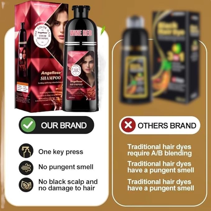 Hair Dye Shampoo 3 in 1 Instant Herb Ingrident Hair Dye to Cover Gray Hair Long-lasting &amp Natual Chestnut Brown 400 ML