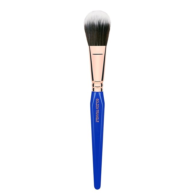 Bdellium Tools Professional Makeup Brush - Golden Triangle 965 Duo Fibre Blusher - With All Vegan and Soft Synthetic Fibers For Applying Pop of Color (Blue 1pc)