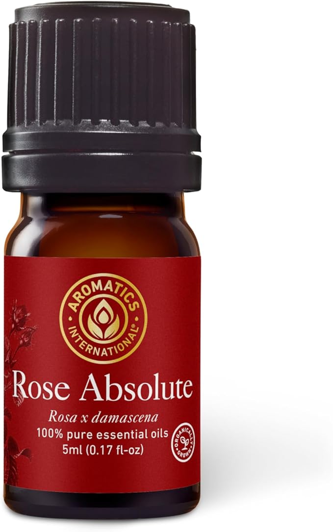 Aromatics International Premium Organic Rose Absolute Essential Oil 5ml | 100% Pure Essential Oil for Diffusion &amp Aromatherapy
