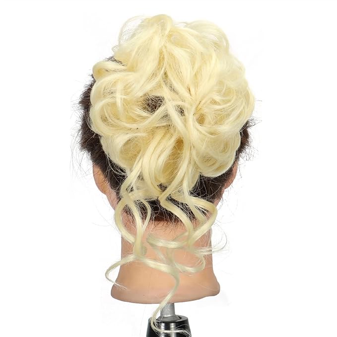 FRANCES Fake Hair Bun Synthetic Bun Donut Bun Ponytail Hair Extensions Messy Blonde Curls with Elastic Rubber Band Wig Hair Bun for Women Hair Accessories (Color : 613)
