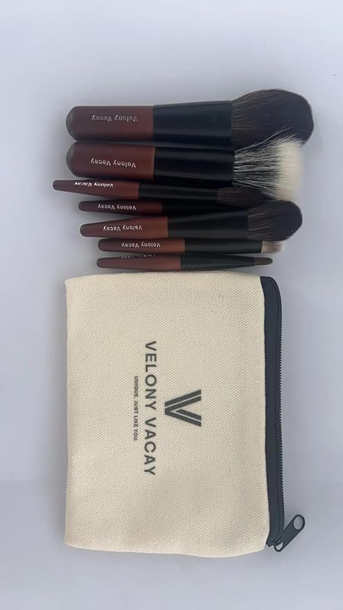 Mini Makeup Brush Set 9 Full Face Mini Travel Make Up Brushes Set Synthetic &amp Natural Hair Makeup Brushes For Blush Eyeshadow Conceal Eyebrow Brush with a compact Brush Case