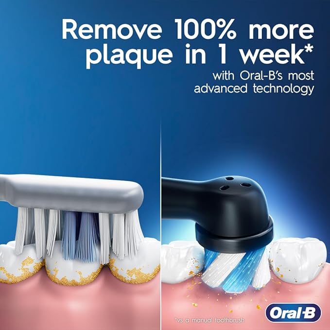 Oral-B iO Deep Clean + Protect Rechargeable Electric Toothbrush Black with a iO Series 7 Toothbrush 2 Replacement Brush Heads and a Charging Travel Case