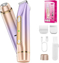 2 in 1 Bikini Trimmer for Women Dual Head Electric Razor IPX7 Waterproof Wet/Dry Use Women Electric Shaver Body Facial Hair Remover for Bikini Legs Arm Underarm Rechargeable