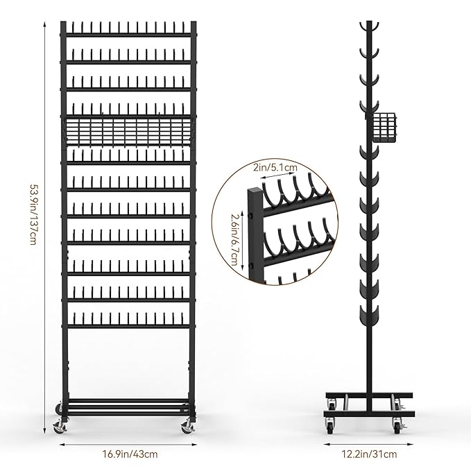 Braiding Rack 286 Pegs Braiding Hair Rack with Wheels 2-Sided Hair Braiding Stand for Braiders Hair Separator for Braiding Standing Extension Holder Hanger for Salon Home