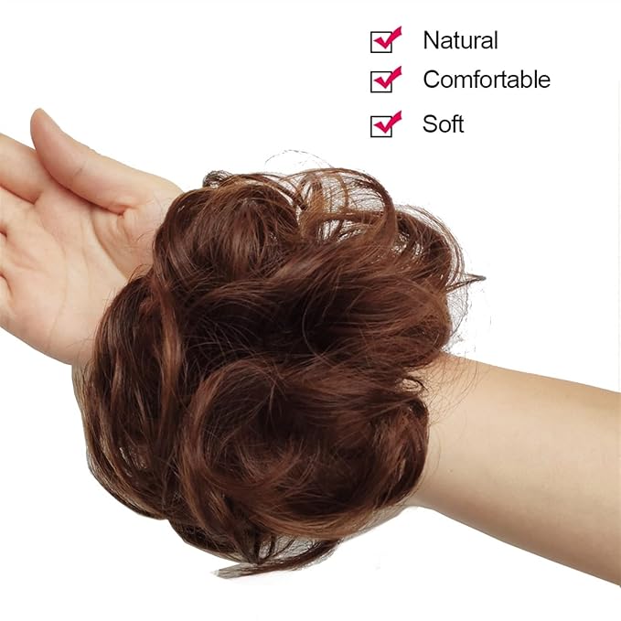 Hair Accessories 1 Pack Synthetic Donut Bun Messy Bun Hair Slices Curly Wavy Headbands Women Bun Wig Synthetic Wig Hair Extensions Hair Pieces For Women(9H19)