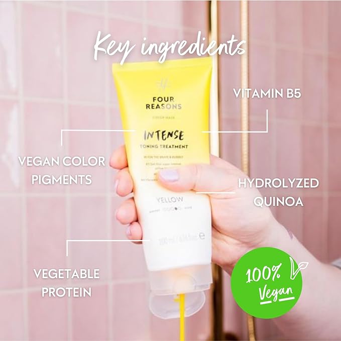 FOUR REASONS Color Mask INTENSE- Yellow ? (27 Colors) Intensive Toning Treatment - Color Depositing Conditioner ? Semi Permanent Hair Dye for Lightened and Colored Hair? 100% Vegan 6.76 fl oz