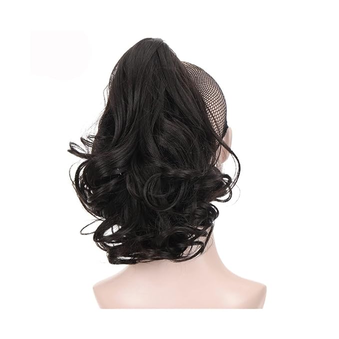 SONGCHAO Fake Hair Bun 1 Pack Synthetic Wavy Ponytail Extension Wig Claw Clip Heat Resistant Fiber Wavy Ponytail Ladies Hair Extension Bun Hair Accessories (Color : 001)