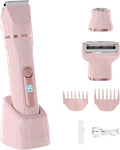 3-in-1 Bikini Trimmer for Women ? Electric Razor &amp Body Hair Trimmer with Charging Dock USB-A to C7 Cable IPX7 Waterproof 1-Month Cordless Battery% Display Anti-Slip Grip ? X4 Blush Pink