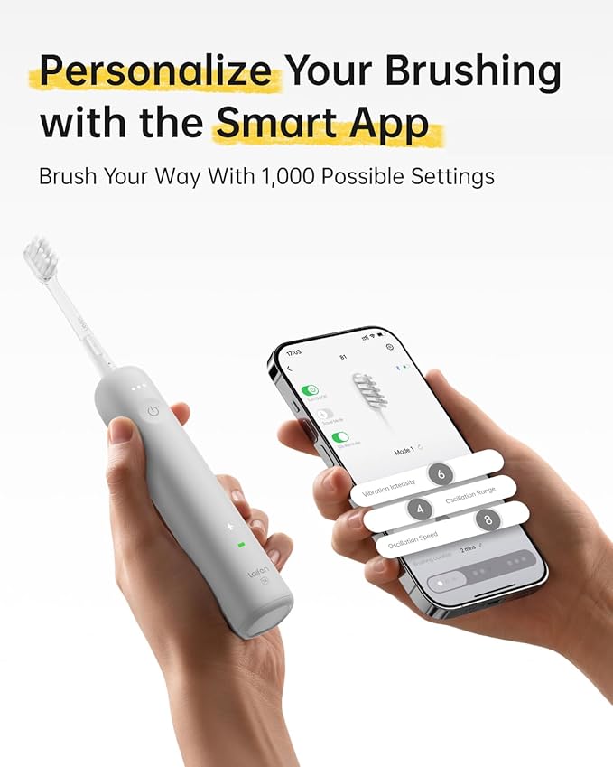 Laifen Wave Special Electric Toothbrush New 2025 Version Oscillation &amp Vibration Sonic Electric Toothbrush for Adults with App 2 Brush Heads IP68 Waterproof Travel Powered Toothbrush (Matte Gre