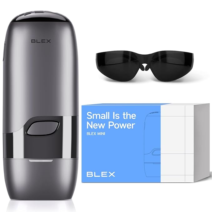 Blex Mini Laser Hair Removal for Women and Men IPL Laser Hair Removal Device 201g Mini-Sized Design 2 in 1 with Skin Rejuvenation Painless at-Home Hair Remover Black