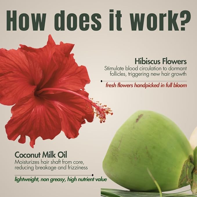 HM Love Scalp &amp Hair Oil | Scalp care | Anti Frizz | Real Hibiscus Flowers Coconut Milk Oil | Natural | No Mineral Oil Chemical-Free | 100mL