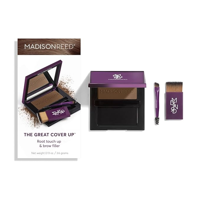 Madison Reed Root Touch Up + Brow Filler Terra Medium Brown Instant Gray Coverage Fills in Brows &amp Thinning Hairlines Temporary Concealing Powder 0.13 oz (60 uses)