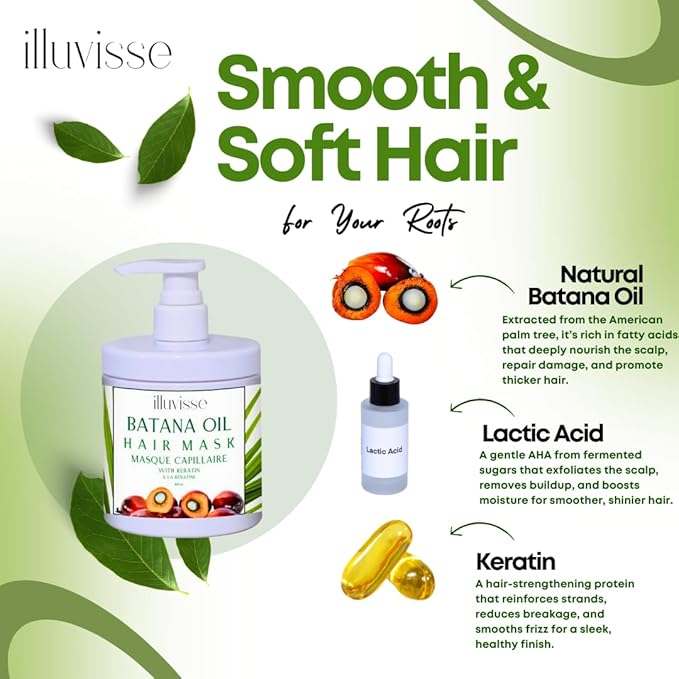 Batana Oil Deep Conditioning Hair Mask - Keratin Infused For Damaged Dry Hair - Intense Hydration and Repair - Organic Batana Oil for Hair Growth - 500mL
