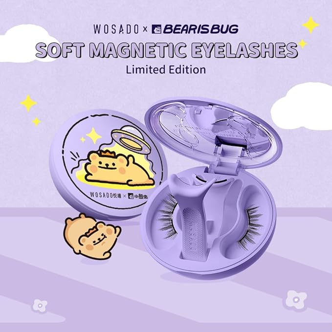 Soft Magnetic Eyelashes Kit with Applicator No.10 Ultra Black BearisBug Reusable Glue-free Wispy Magnetic Lashes Cruelty-free False Lashes Waterproof Lightweight Suit for Heavy Makeup
