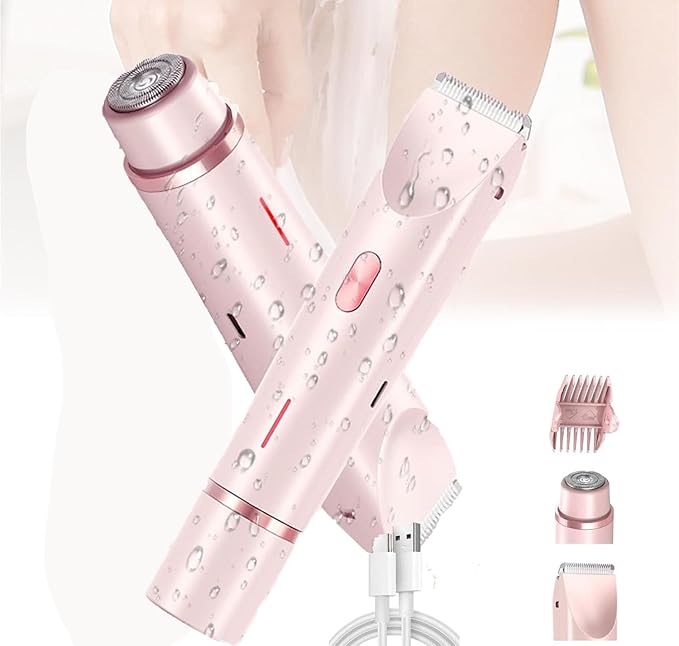 Comfort 2 in 1 Electric Lady Shaver Razor for Women Dual Head Electric Hair Trimmer for Women Ipx7 Bikini Trimmer (Pink)