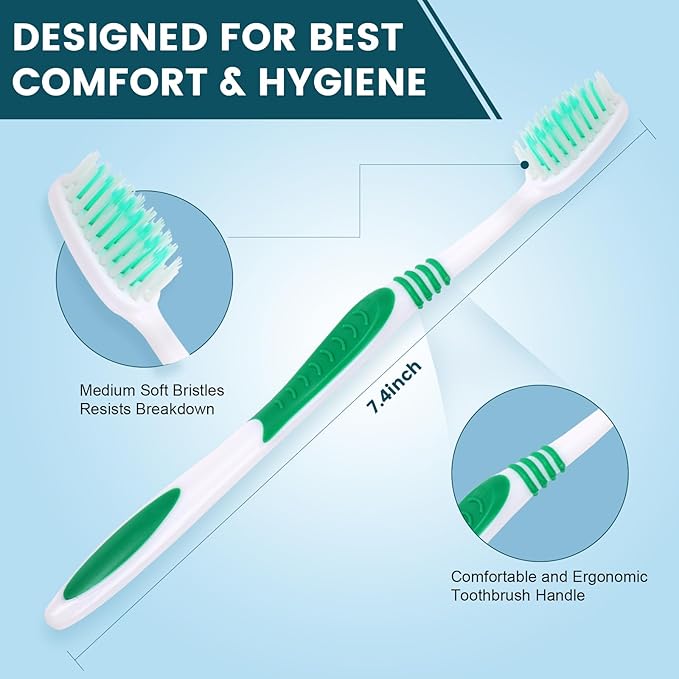 Navona 150 PCS Premium Individually Wrapped Bulk Toothbrush Pack Disposable Toothbrushes Kids Toothbrush Medium Soft Bristle Toothbrushes Ergonomics Handle Perfect for Travel Hotel Donation