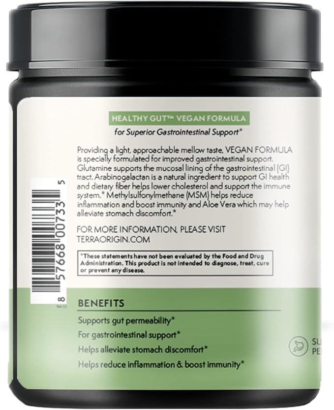 Healthy Gut Vegan Formula | with L-Glutamine and Clinically Proven ingrediens | Supports Gut Permeability gastrointestinal Support Helps Alleviate Stomach discomfort and Boost Immunity*