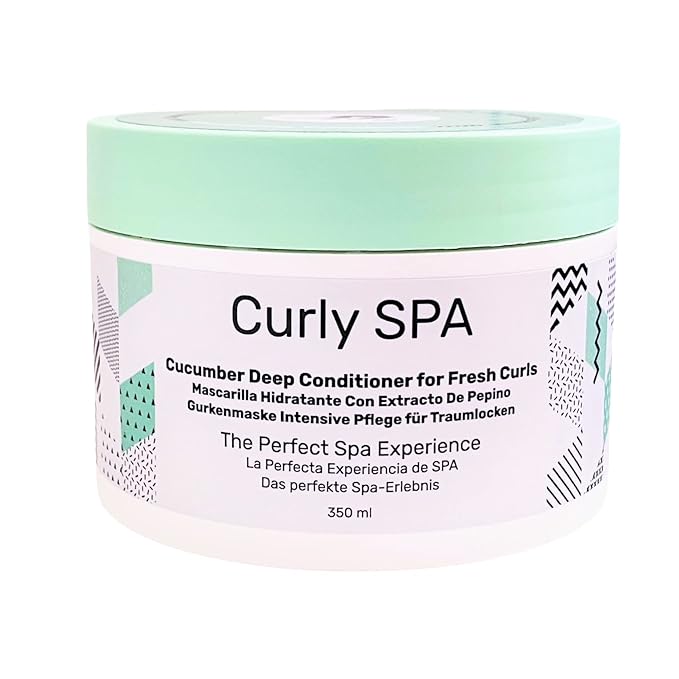 Cucumber Deep Conditioner 12oz - Deep Conditioning Hair Mask for Curly Hair 100% Vegan - Infused with Vitamins for a Curly SPA Experience Humidity Fighter for Dry Damaged Hair