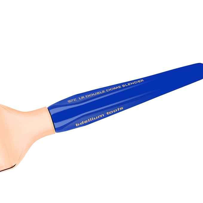 Bdellium Tools Professional Makeup Brush - Golden Triangle 971 Large Slanted Double Dome Blender - With All Vegan and Soft Synthetic Fibers For Foundation Application &amp Blending (Blue 1pc)