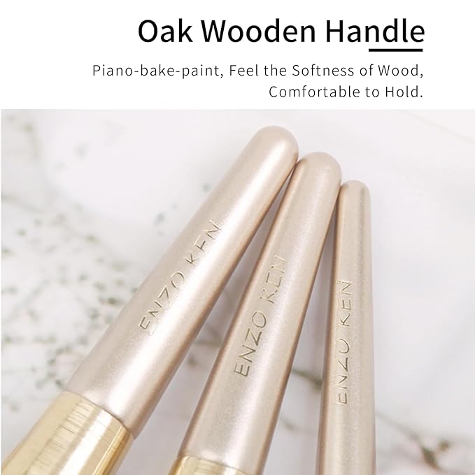 Natural Hair Makeup Brush Set Professional Fox Hair Makeup Brushes Set with Case by Luxury ENZO KEN Gold Cosmetic Brushes Makeup Set Natural Makeup Brushes Natural Bristle Makeup Brushes.(Cloud)
