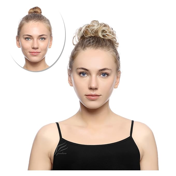 EARSHOT Hair Buns Hair Piece 1 Pack Messy Bun Hair Hoops Ponytail Hair Extensions Synthetic Donut Hair Bun Curly Wavy Hair Bun Wigs for Women Hair Accessories For Girls (Color : 27H613)