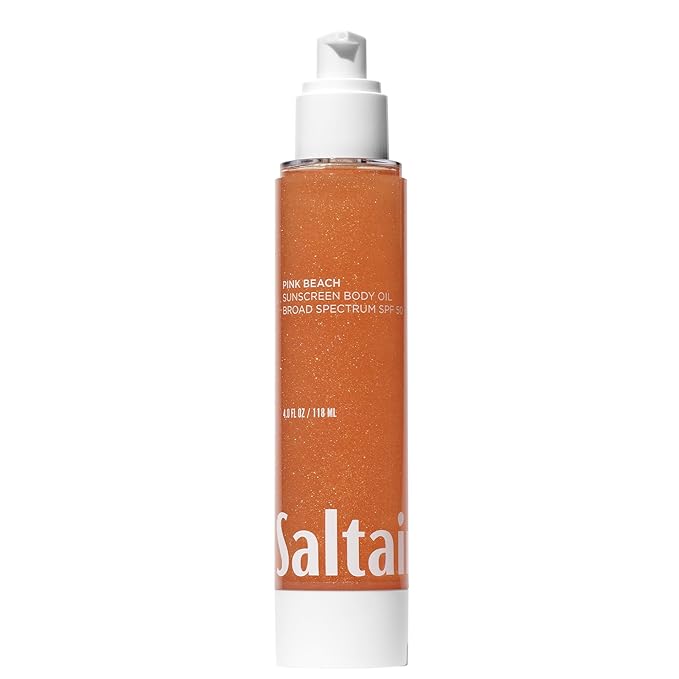 Saltair SPF Body Oil - Broad Spectrum SPF 50 PA++++ Sunscreen. Lightweight Dry Oil with Sun Protection and Moisturizing Kukui &amp Mongongo Extracts. Pink Beach Scent 4floz Vacation Essential