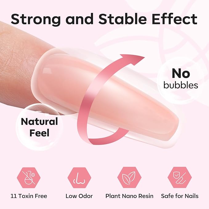 Modelones Poly Nail Gel Kit 6 Colors Poly Extension Gel Clear Pink White with 48W U V/LED Lamp 3D Nail Charms Builder Slip Solution Complete Toe Manicure Supplies Tools for Starter