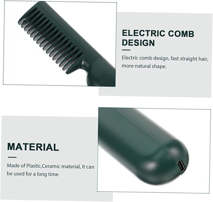 Electric Heating Comb for Hair Straightening Portable Hairstyling Tool with Quick Heat Up Compact Design for Home Travel Use for All Hair Types