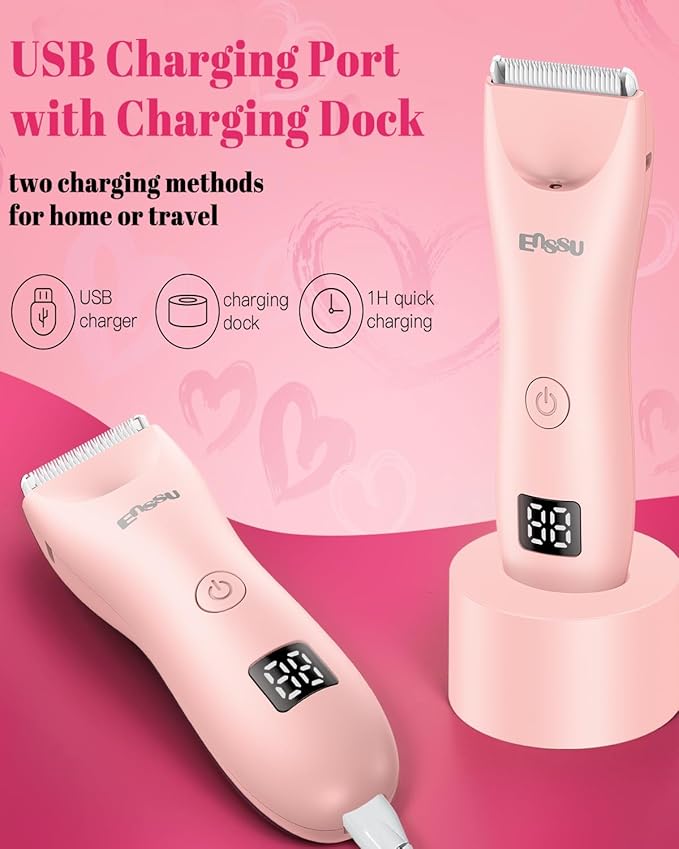 2in 1 Bikini Trimmer Electric Razors for Women with LED LightRechargeable Body Pubic Hair Trimmer Women with LCD Display Lady Shaver for Leg/Arms/BikiniWaterproof Gift for Woman