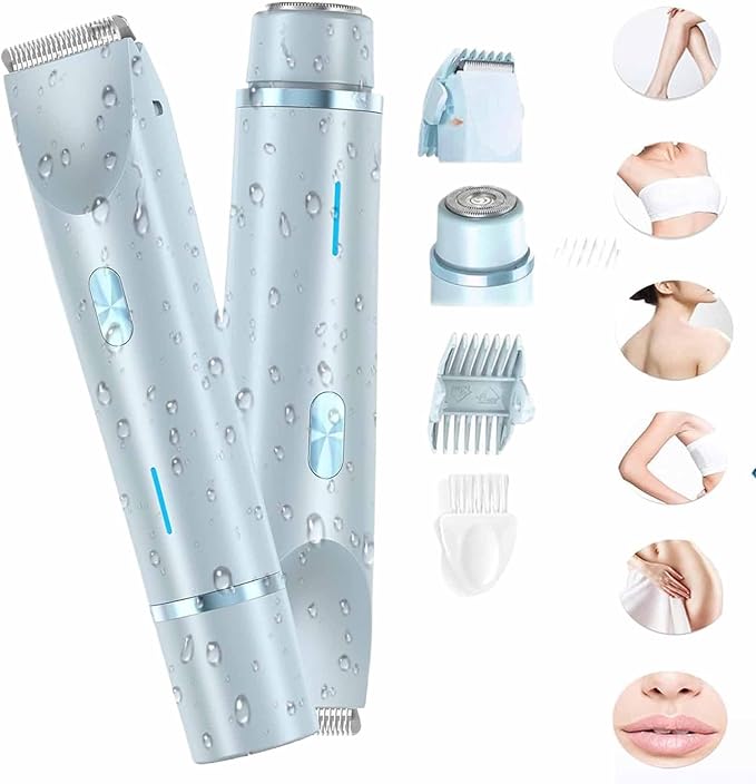 2025 New Razor Bikini Trimmer for Women 2 in 1 Electric Lady Shaver Dual-Head Electric Shaver for Women Painless (Blue)