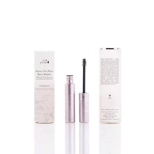 100% PURE Green Tea Fiber Brow Builder 0.16 oz Brow Tint Gel Eyebrow Makeup Define and Sculpt Eyebrows Natural Volume Flawless Brows - Medium Brown