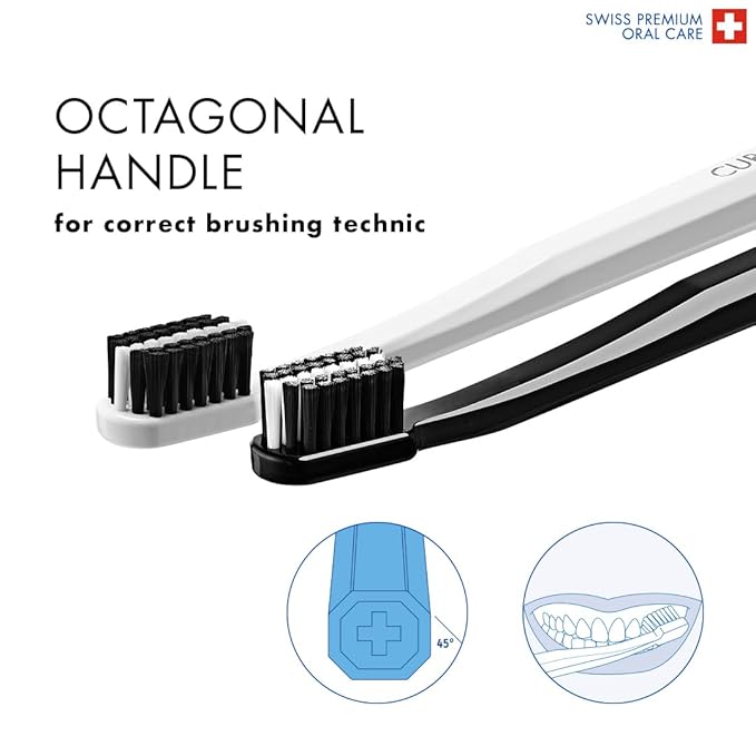 Curaprox Toothbrush Duo ? for Adults | Stylish Black &amp White Ultra-Soft toothbrushes | Whitening-Friendly | Black/White | 2-Pack