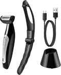 Yoidesu Men's Body Groomer with Adjustable Extreme Reach Handle Wet/Dry Use Back Hair Remover
