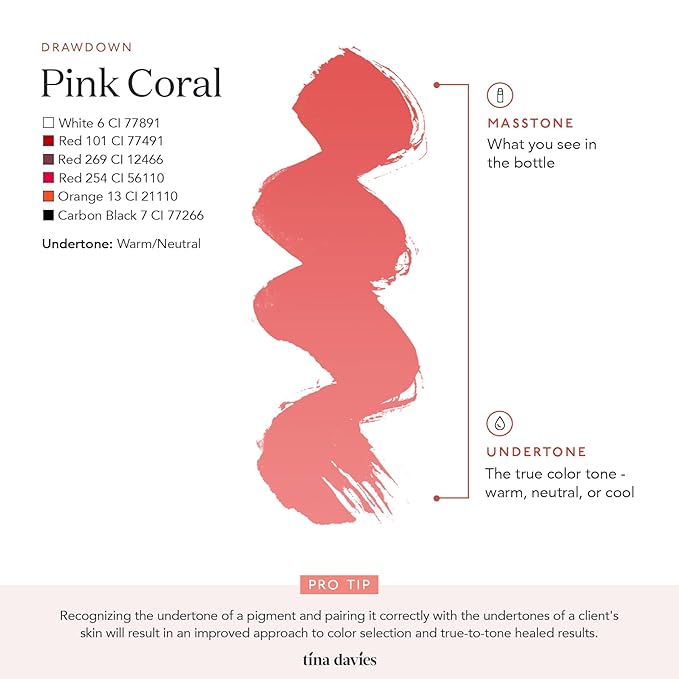 Tina Davies Professional Envy &amp Lust Lip Pigments - Permanent Lip Makeup - Colors Heal True to Tone - High Retention - Lust Pink Coral 1/2oz/15ml Bottle