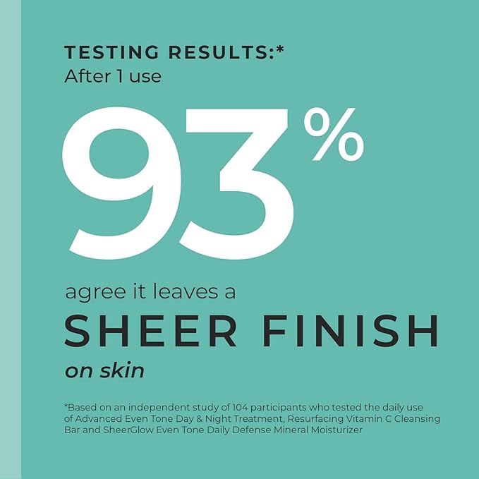 Urban Skin Rx® Pro Strength Sheerglow Even Tone Daily Defense Mineral Moisturizer &amp Broad-Spectrum Sunscreen SPF 30 Weightless Hydration Brightens Complexion Prevents Signs of Aging 2.25 FL Oz